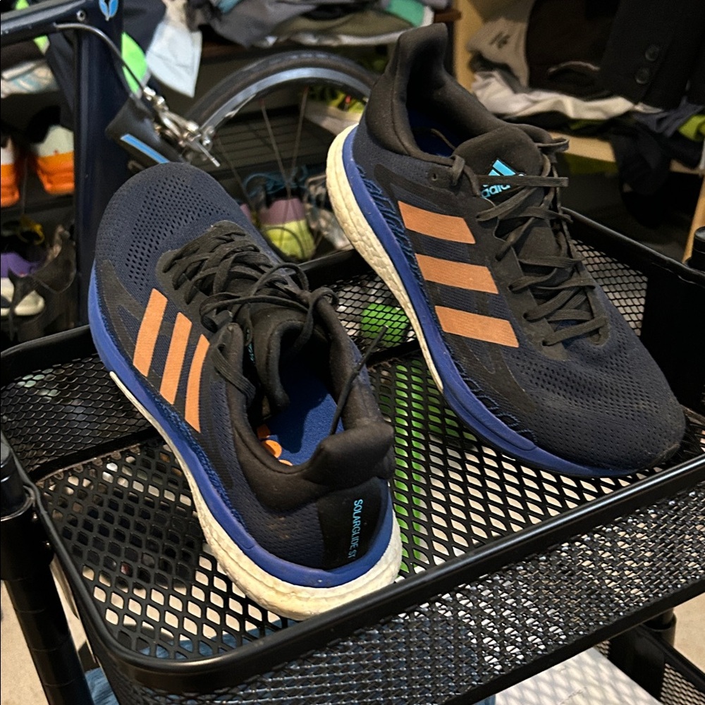 Adidas Men's Black and Blue Athletic Shoes